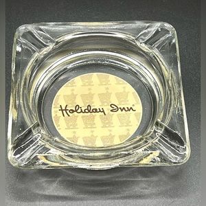 Vintage Holiday Inn Hotel Advertising Clear Glass Square Ashtray